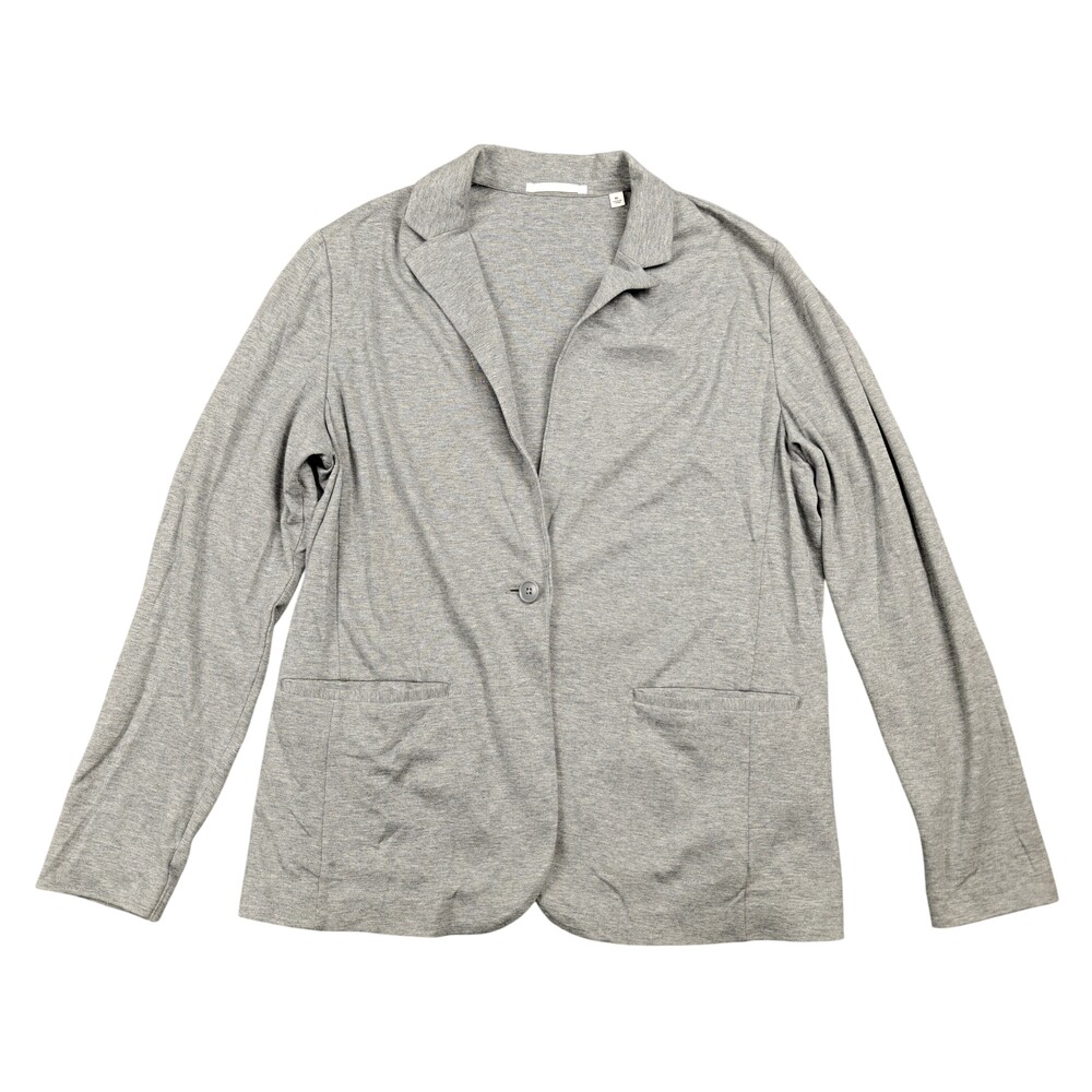 UNIQLO Blazer Womens XL Extra Large Gray Basic Jacket Collared Pockets Button